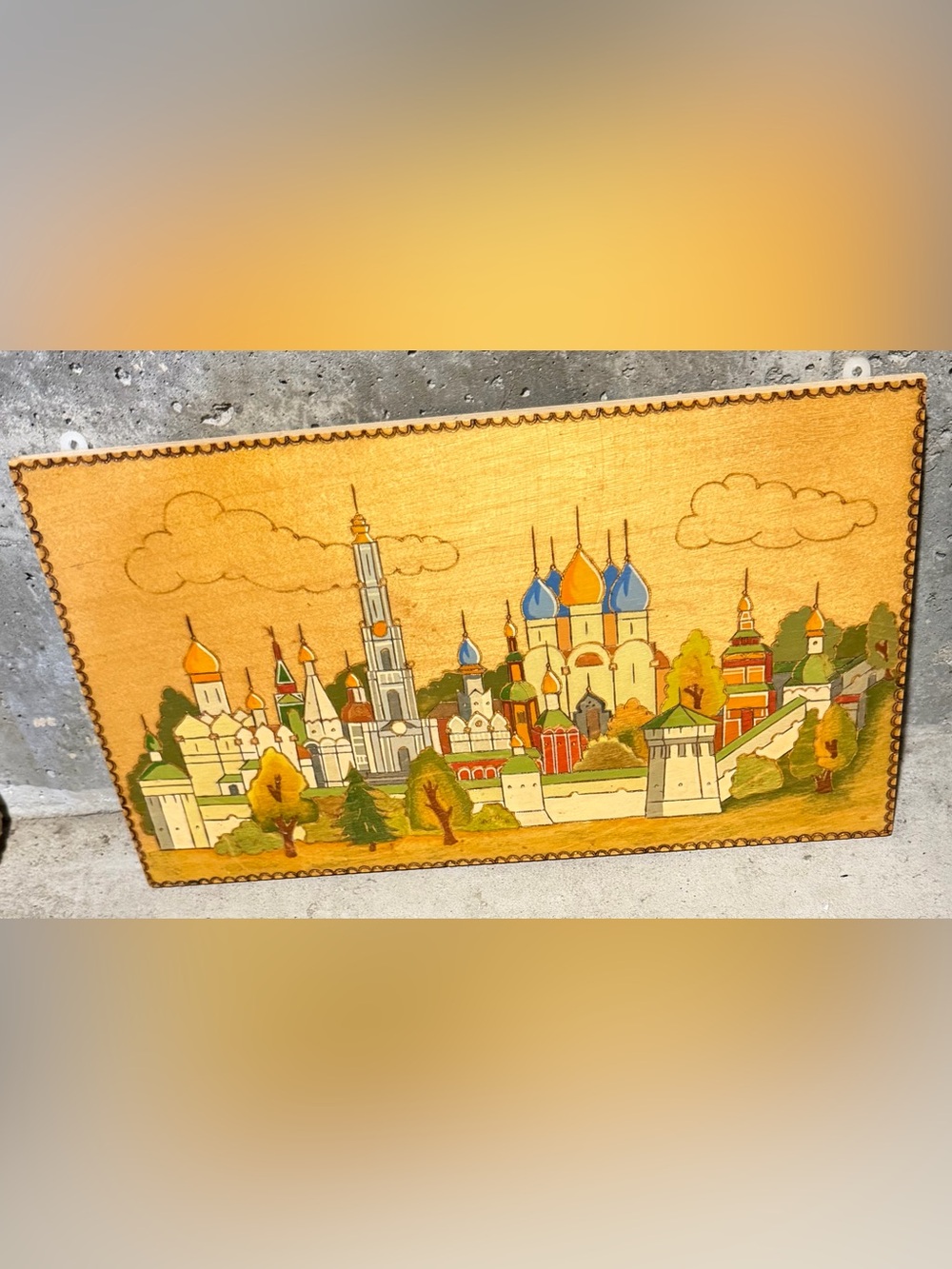 Russian Hand Painted Wooden Wall Art Panel